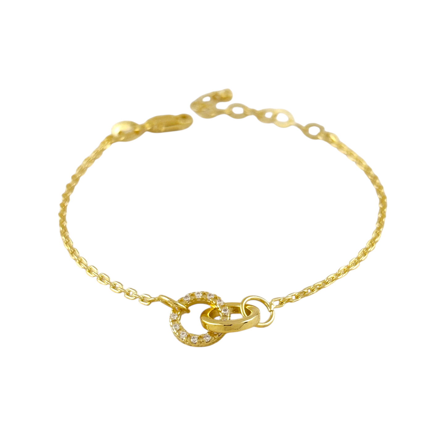 Interlocking Circles CZ 18k Gold Filled Bracelet