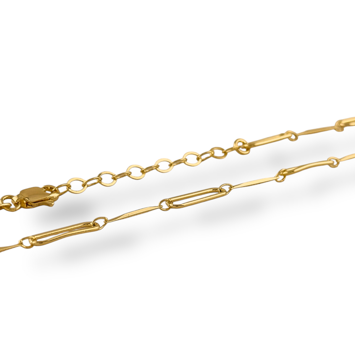 Paperclip Bar Link Chain Necklace in 18K gold-filled, view 4