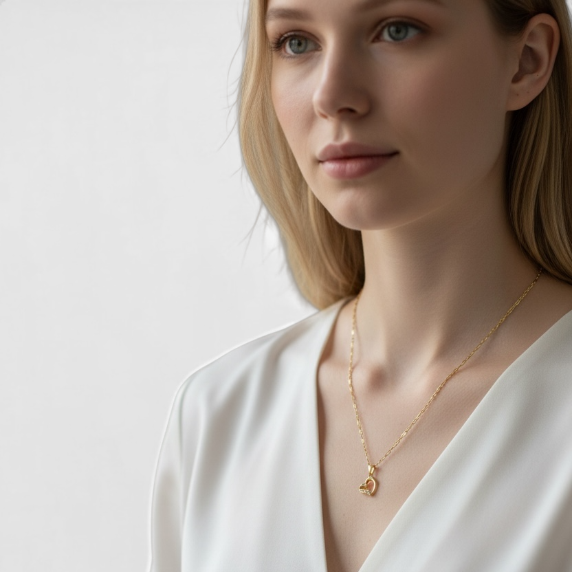 Hollow Heart CZ 18K Gold Filled Pendant