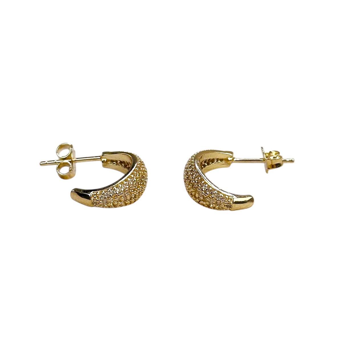 Micro CZ Curve 15mm Stud Earrings in 18K gold-filled, view 2