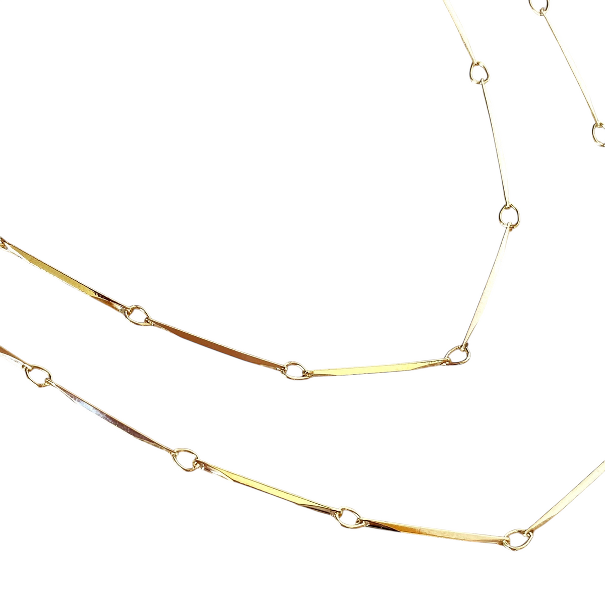 Diamond Cut Straw Chain 1mm Necklace in 18K gold-filled, view 2