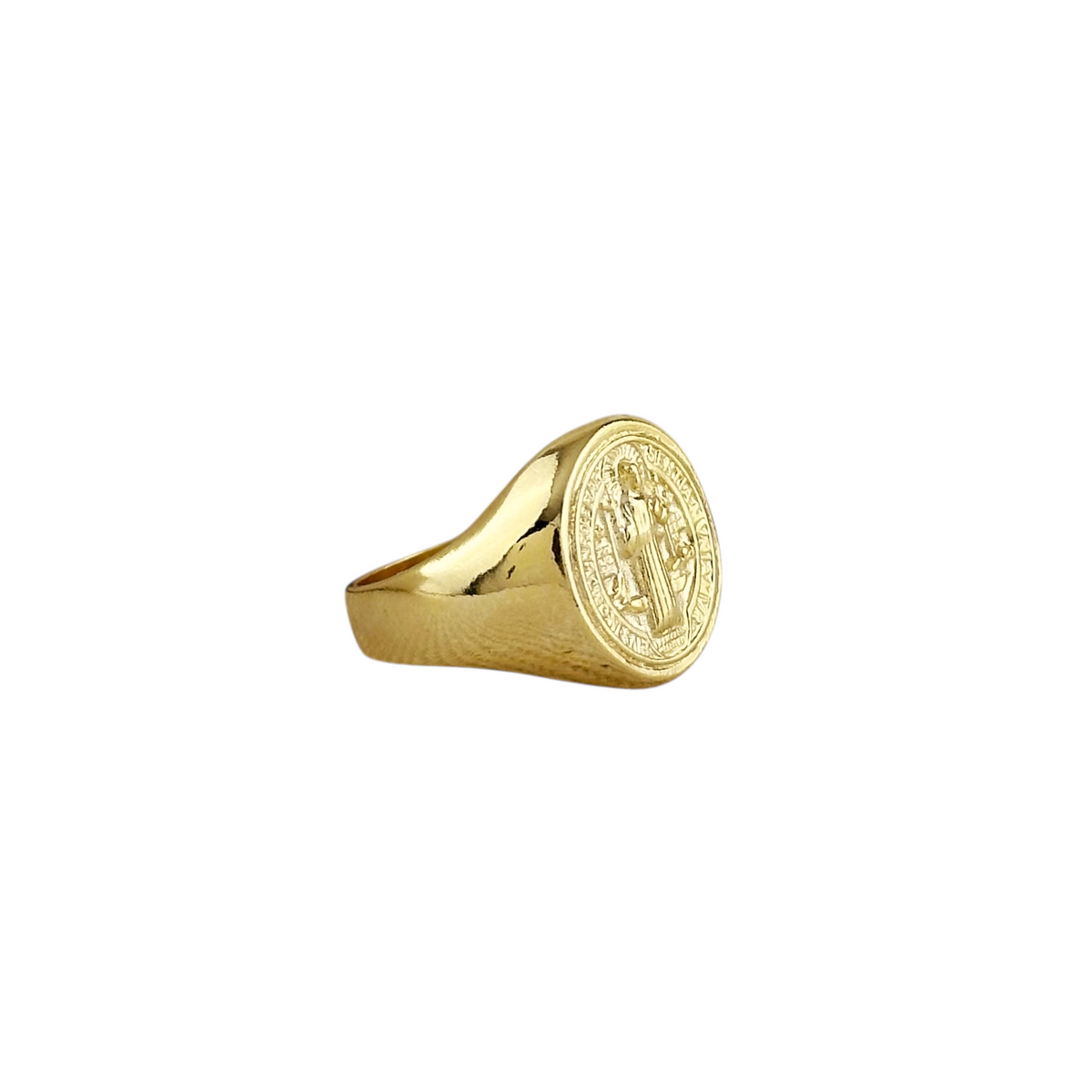 Saint Benedict Signet Ring in 18K gold-filled, view 2