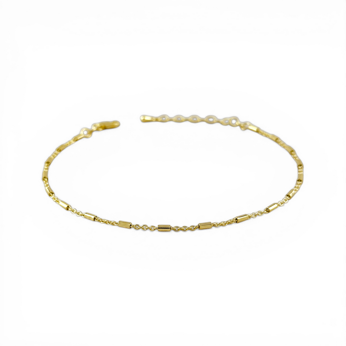 Tube Bead Detail Anklet in 18K gold-filled, view 2