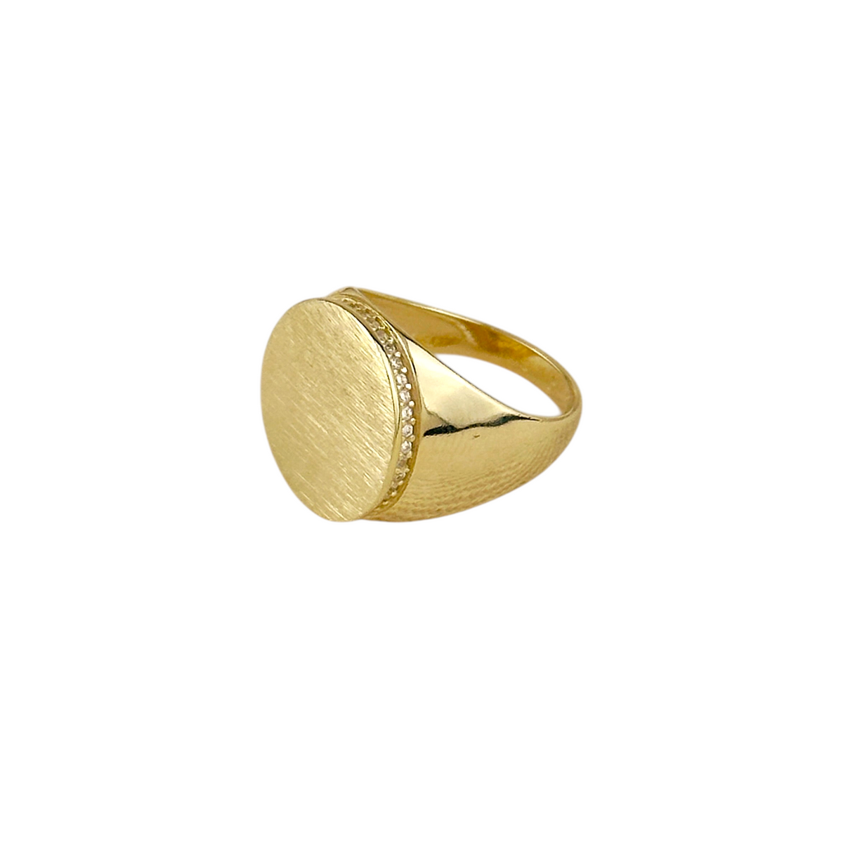 Brushed Button CZ Ring in 18K gold-filled