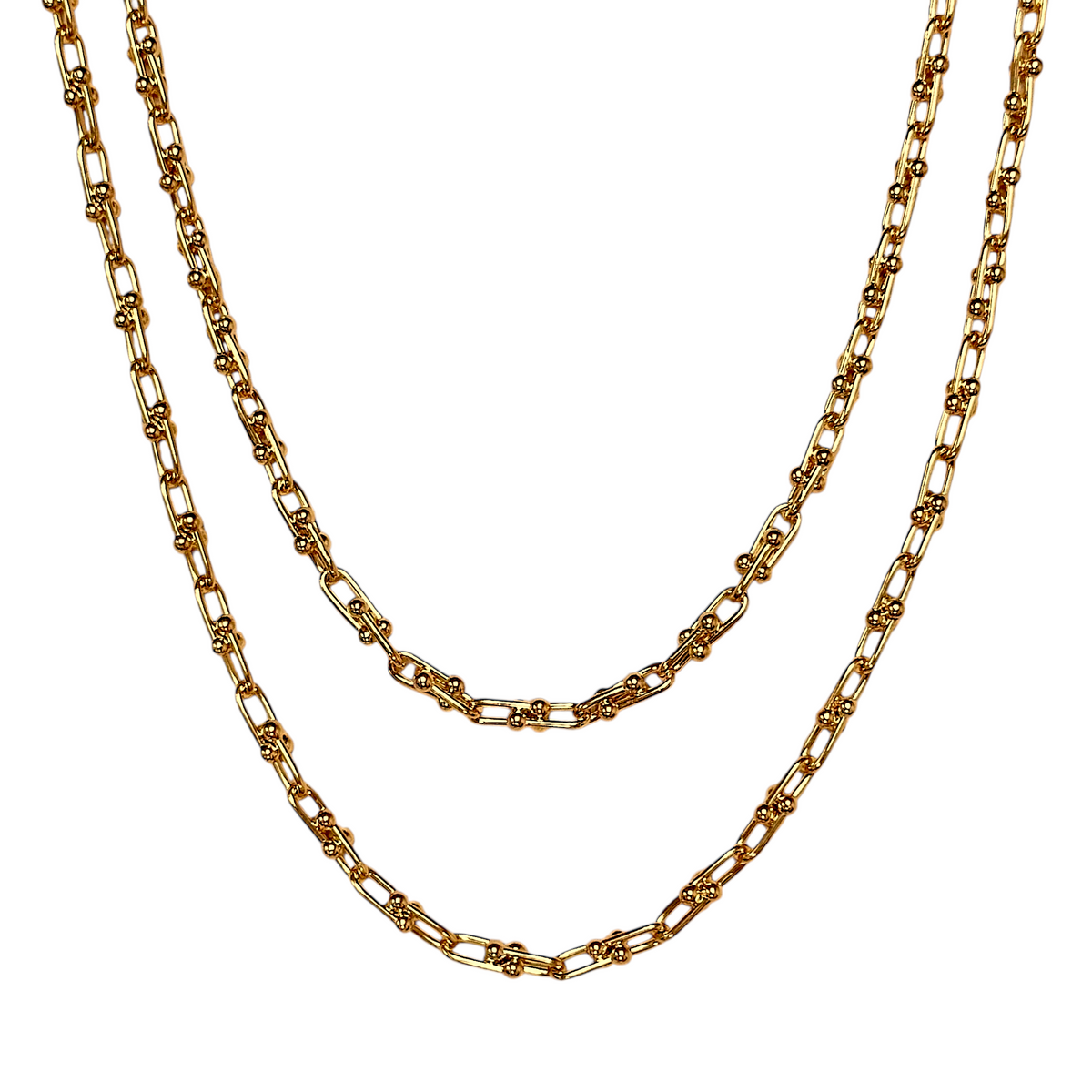 Graduated Ball Detail Link Chain Necklace in 18K gold-filled