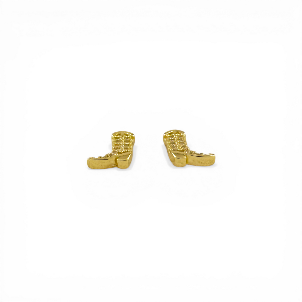 Mini Cowgirl Boot Pavé CZ 8mm Stud Earrings in 18K gold-filled, view 2