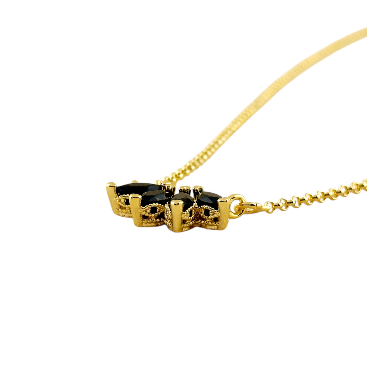 Lotus Flower CZ Necklace in 18K gold-filled, view 8