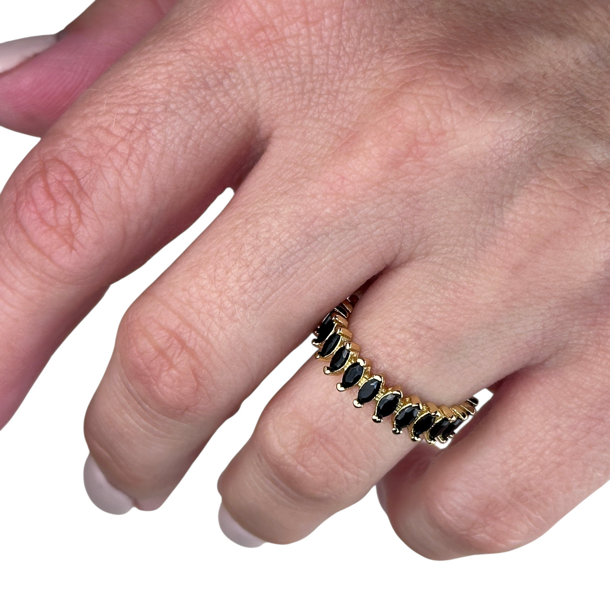 Marquise CZ Eternity Band Ring in 18K gold-filled, view 17