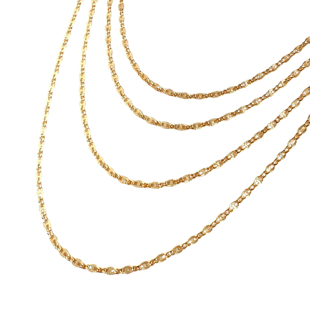 Diamond Cut Figaro Link Chain 4mm Necklace in 18K gold-filled, view 5