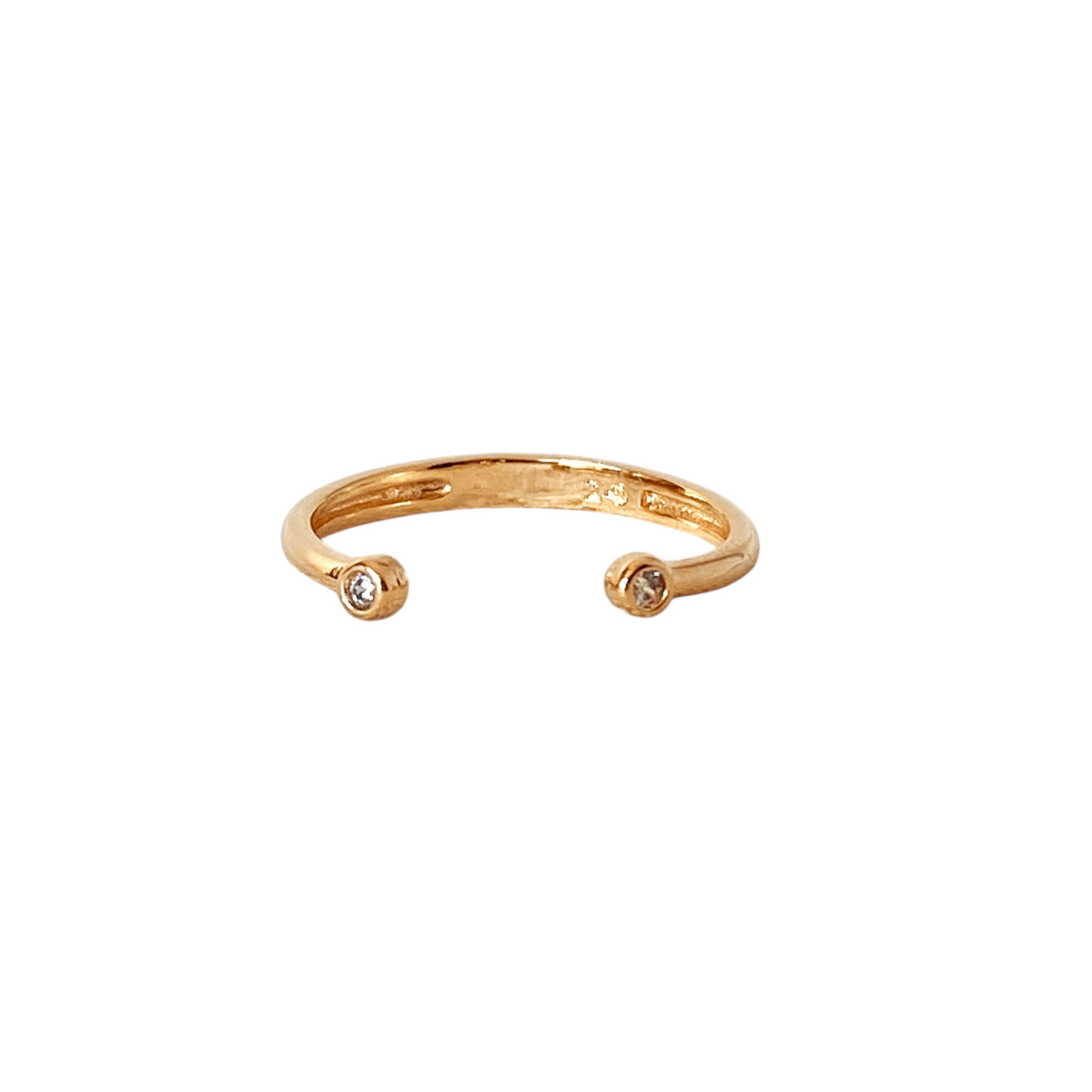 Dual Tip CZ 1.2mm Open Ring in 18K gold-filled, Clear
