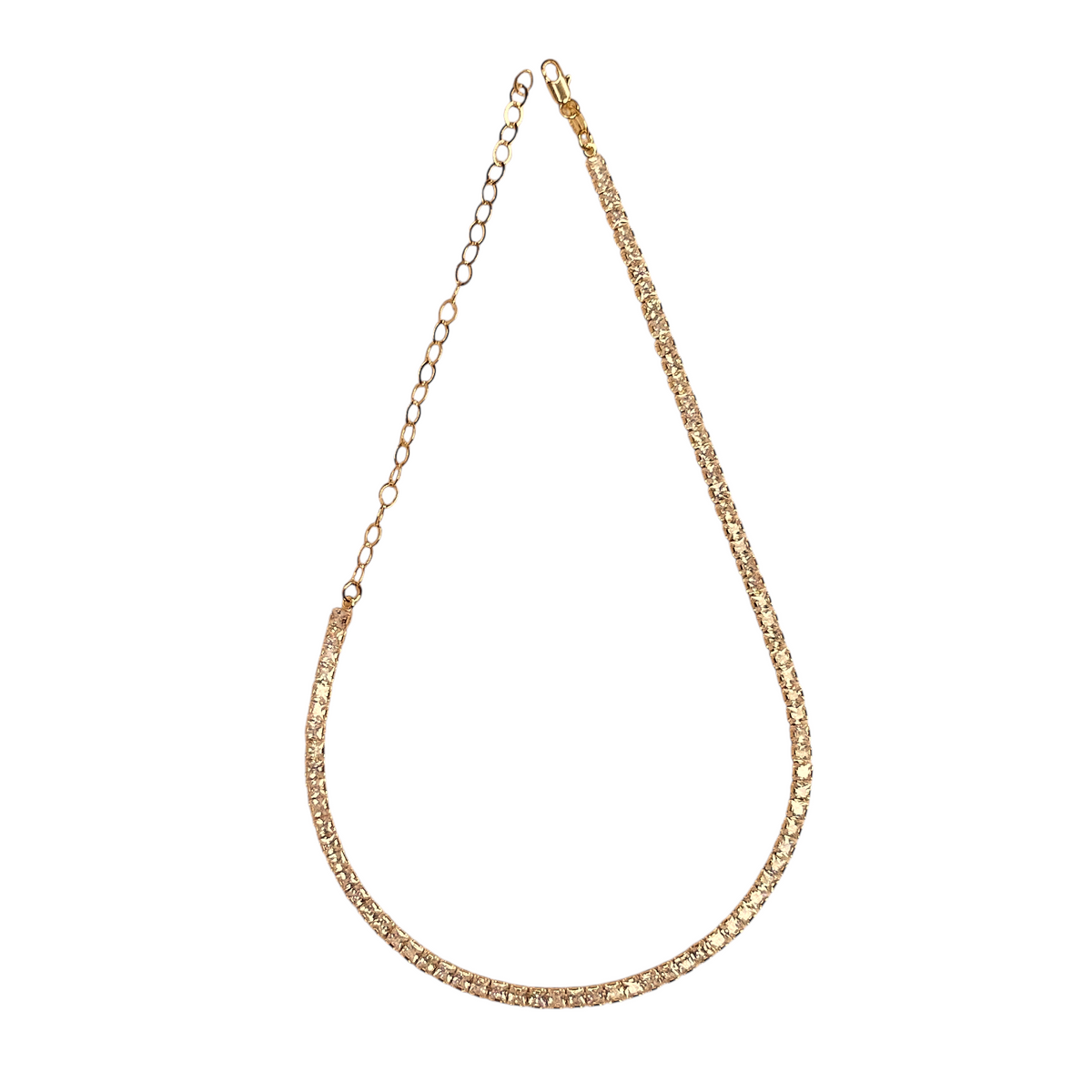 Clear CZ 3mm Riviera Necklace in 18K gold-filled