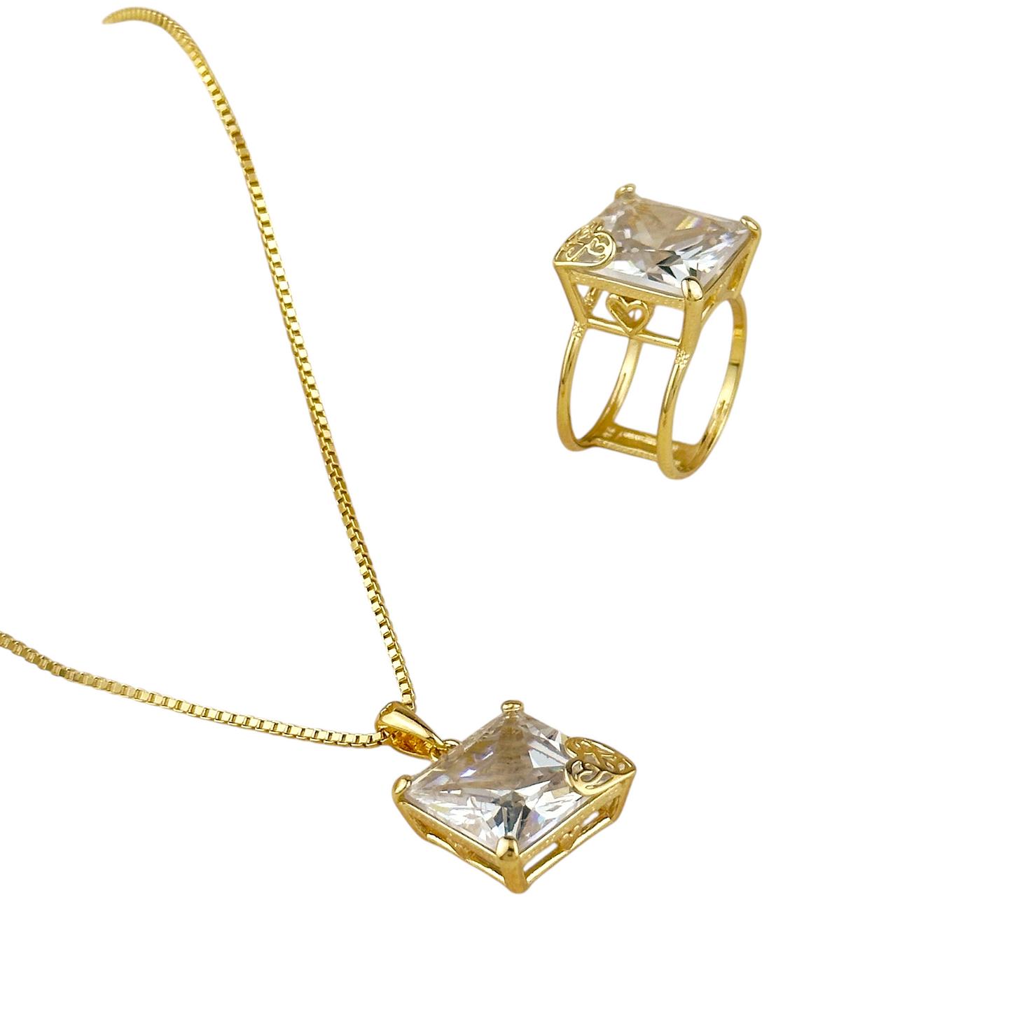 14mm CZ Princess Cut Statement 18k Gold Filled Ring