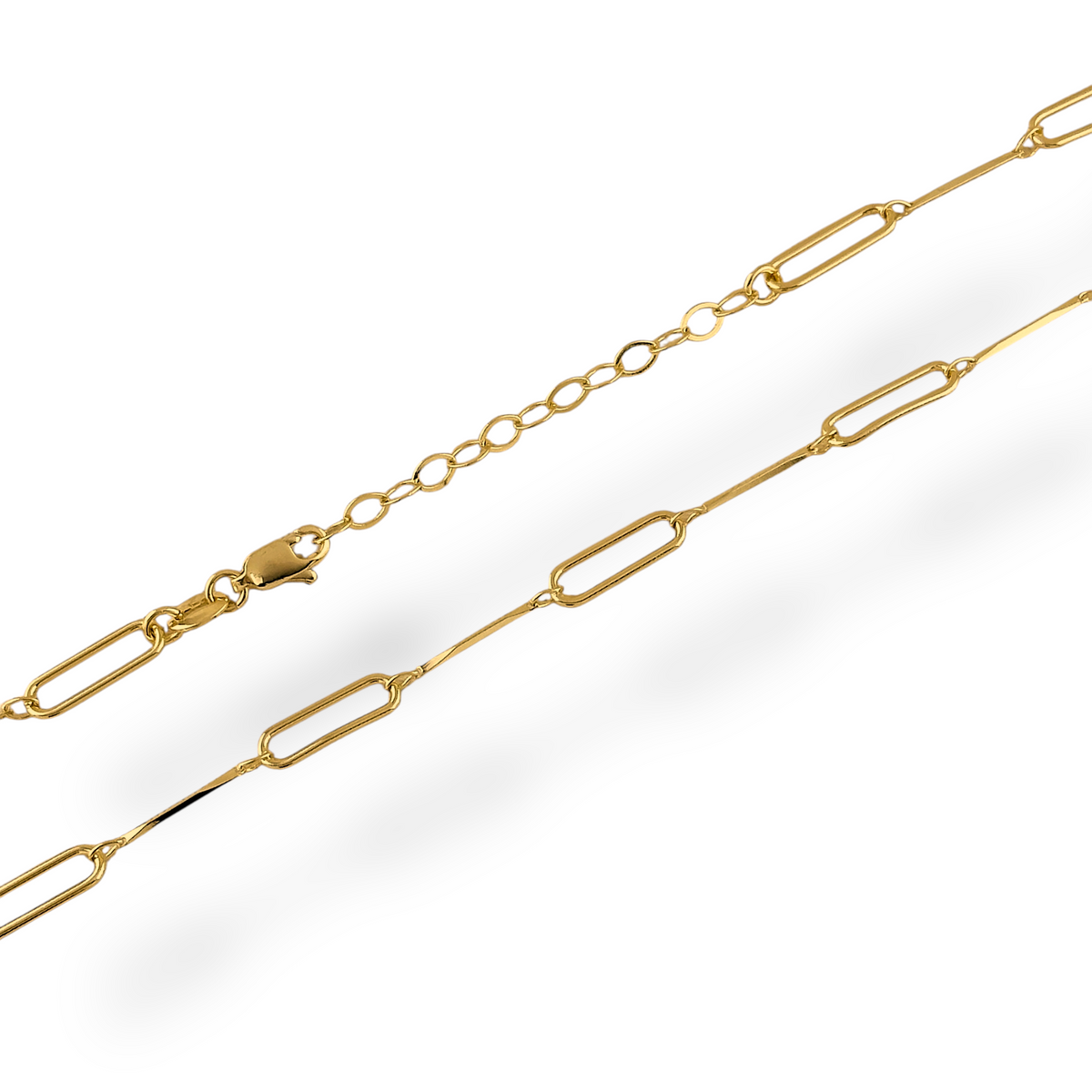 Paperclip Bar Link Chain Necklace in 18K gold-filled, view 6