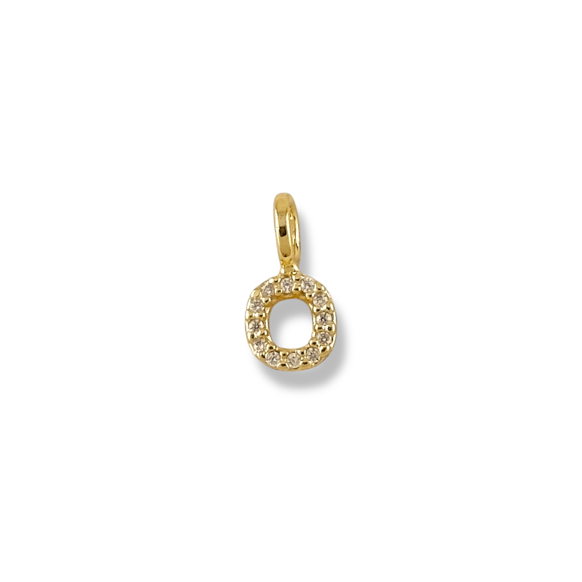 Letter O pavé CZ initial charm, 12mm, 18K gold-filled