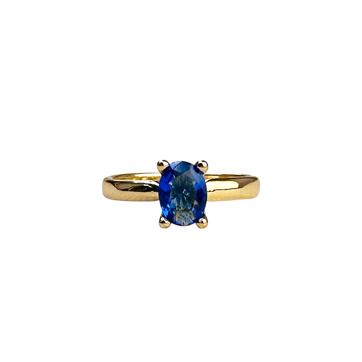 Solitaire Royal Blue CZ Ring in 18K gold-filled