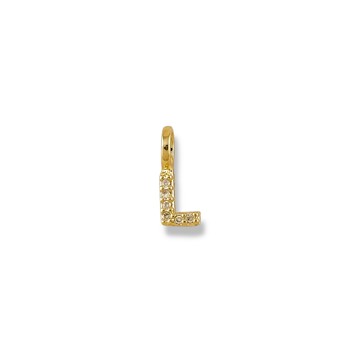 Letter L pavé CZ initial charm, 12mm, 18K gold-filled