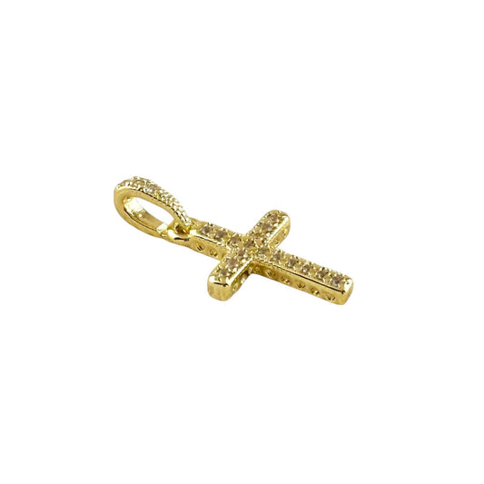 Cross with CZ Stones 25mm 18K Gold Filled Pendant