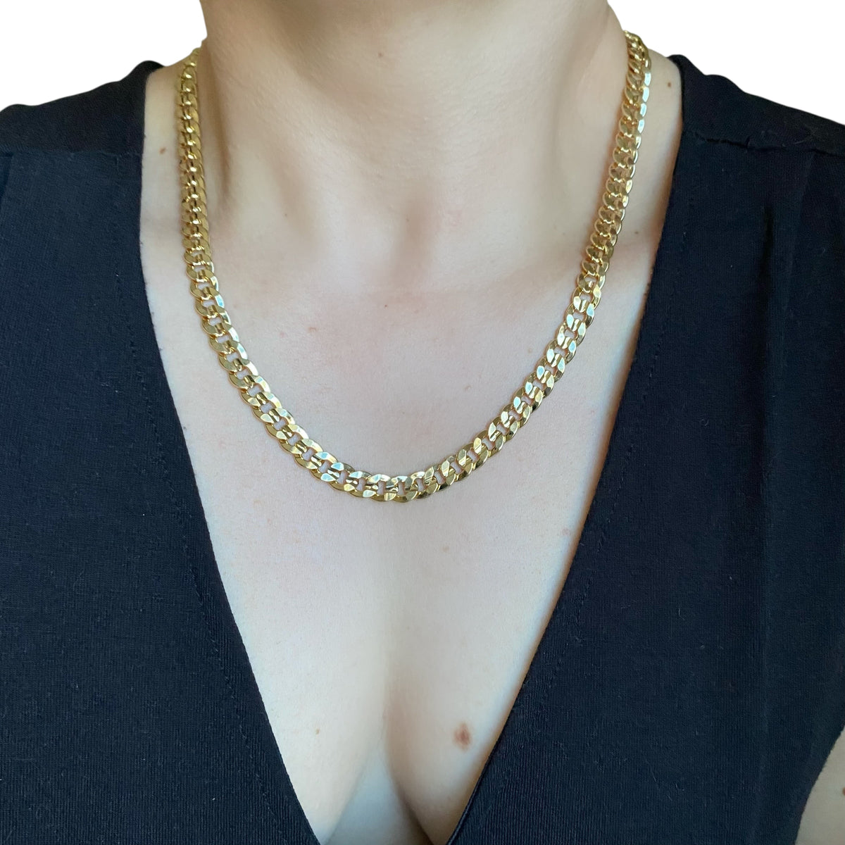 Diamond Cut Cuban Link 8mm Necklace in 18K gold-filled, view 4