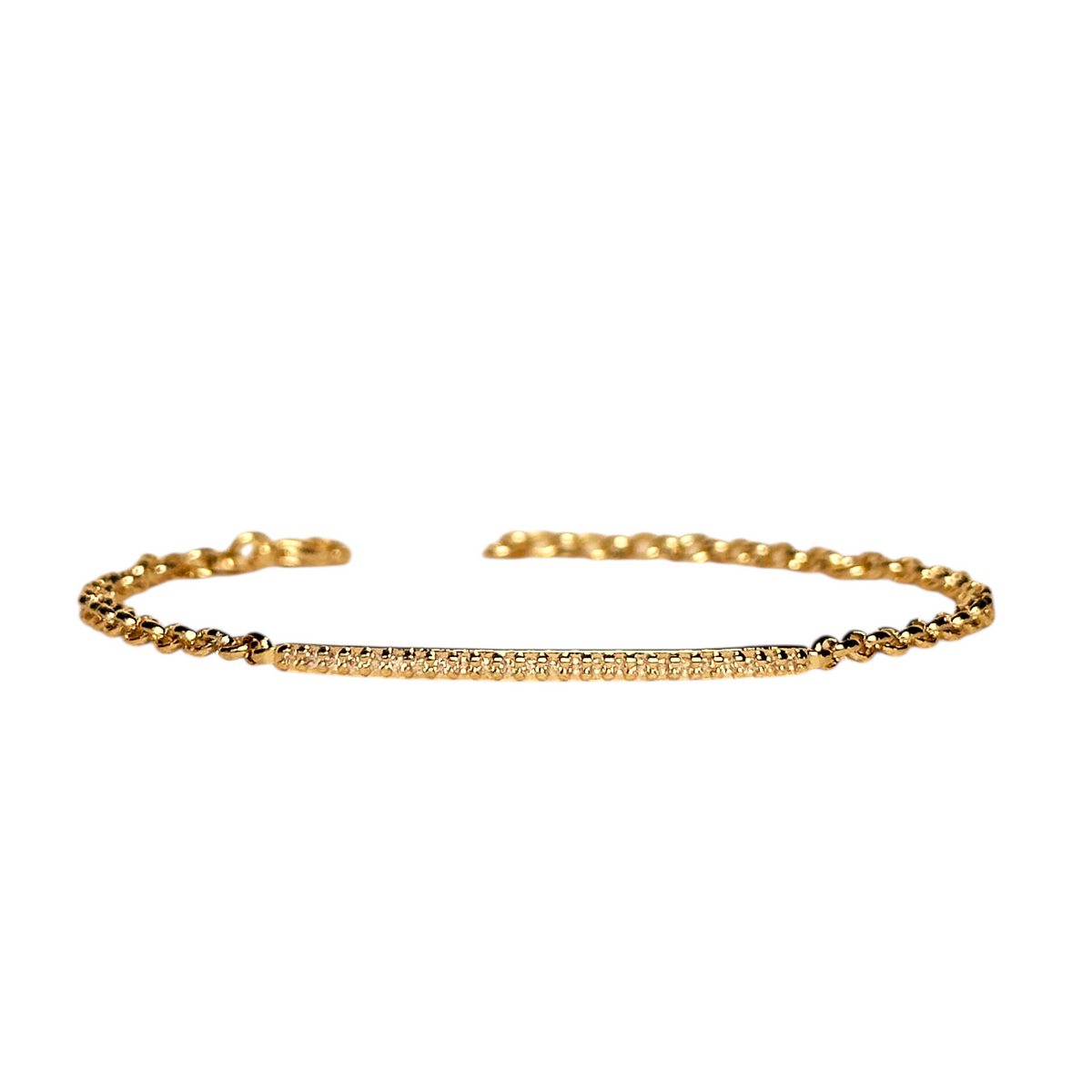 CZ Bar Rolo Chain Bracelet in 18K gold-filled