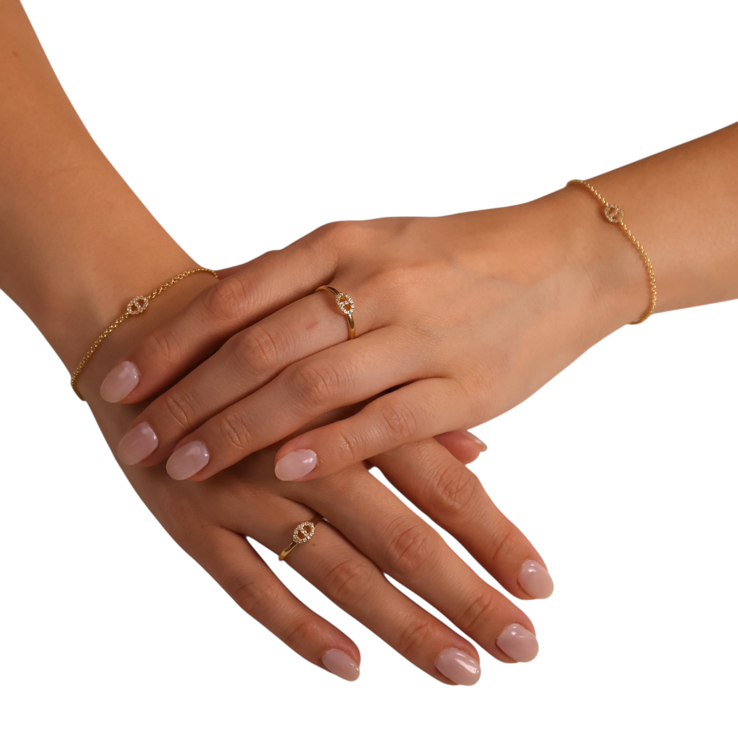 Pavé CZ Mariner Link 18k Gold Filled Ring