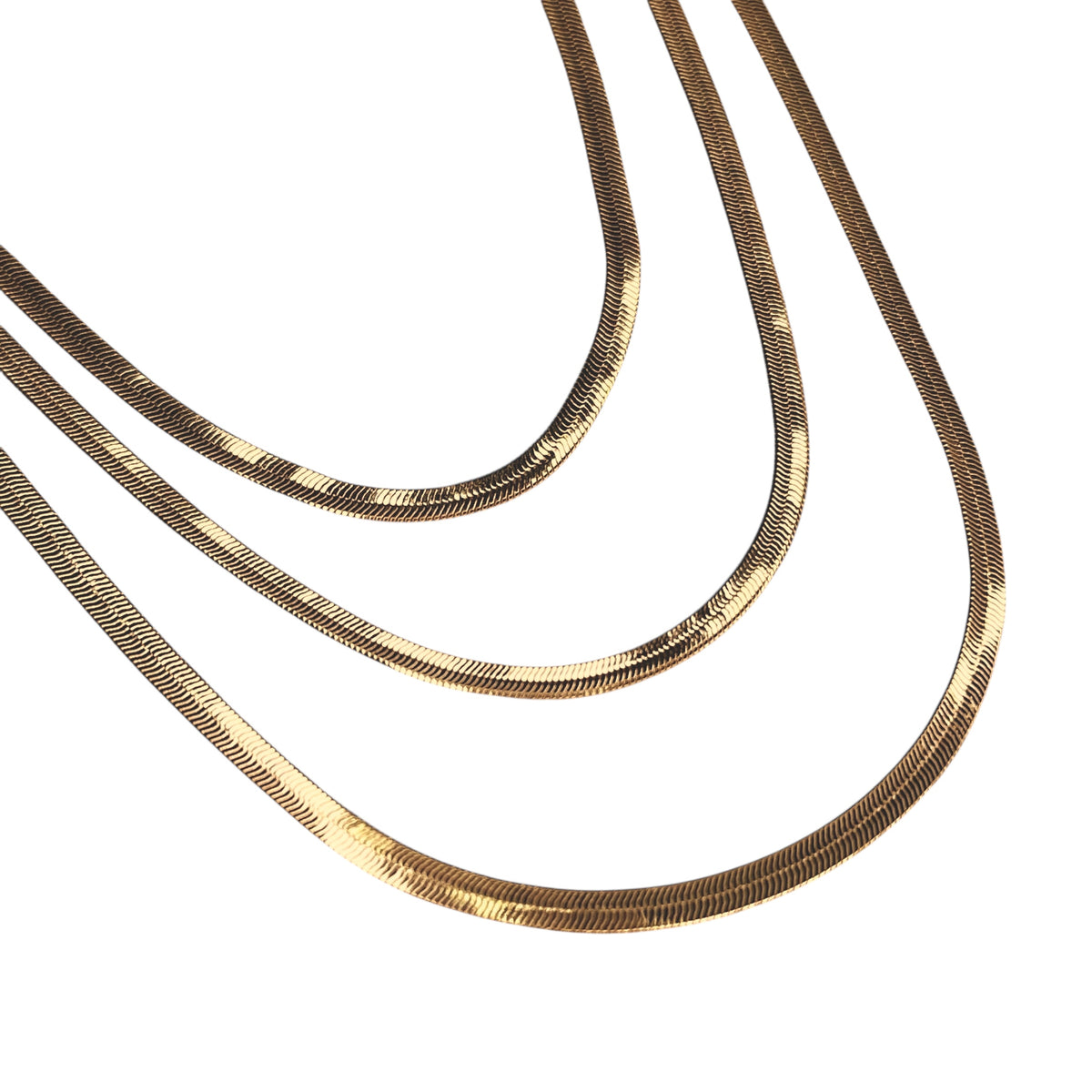 Herringbone Chain 3mm Necklace in 18K gold-filled, view 2