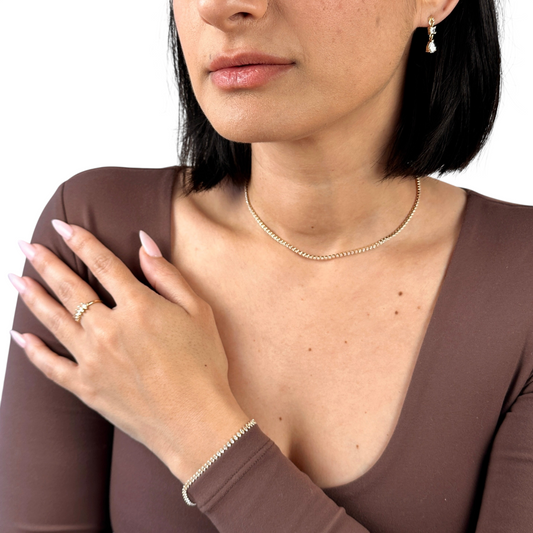 3mm Marquise CZ 18k Gold Filled Riviera Necklace