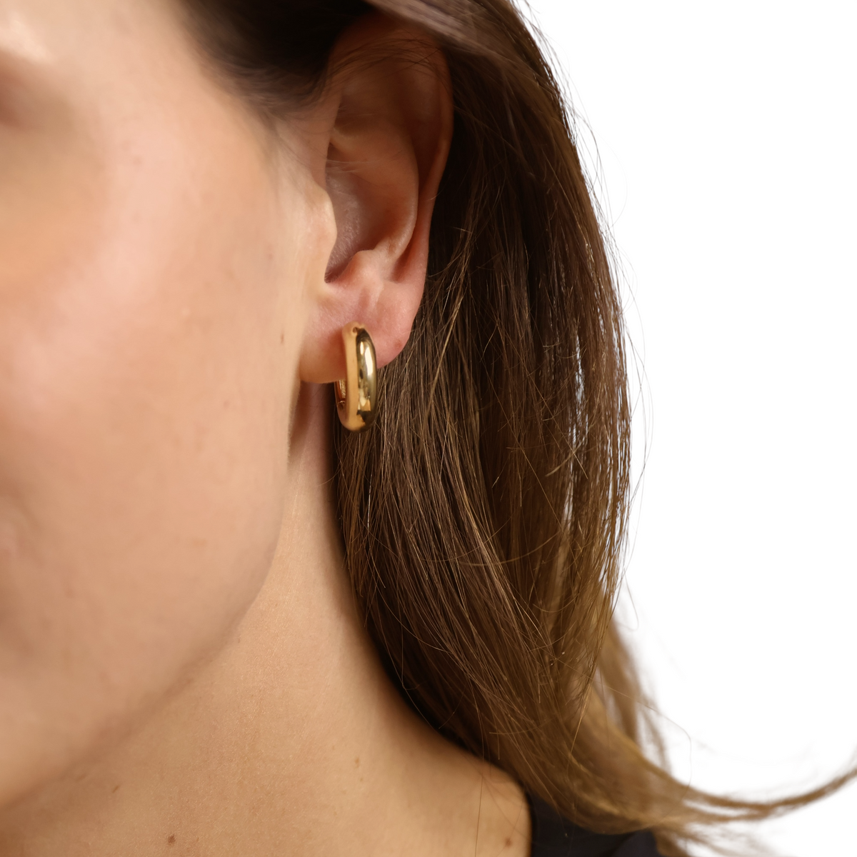 Bold Huggie 18mm Hoop Earrings in 18K gold-filled, view 3