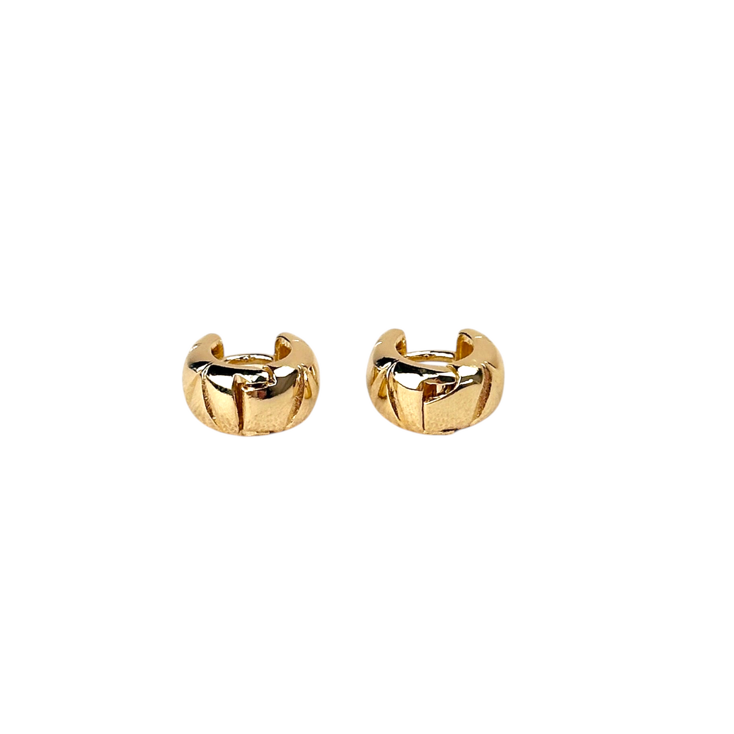 11mm Diamond Cut Bold Huggie Hoop 18k Gold Filled Earrings