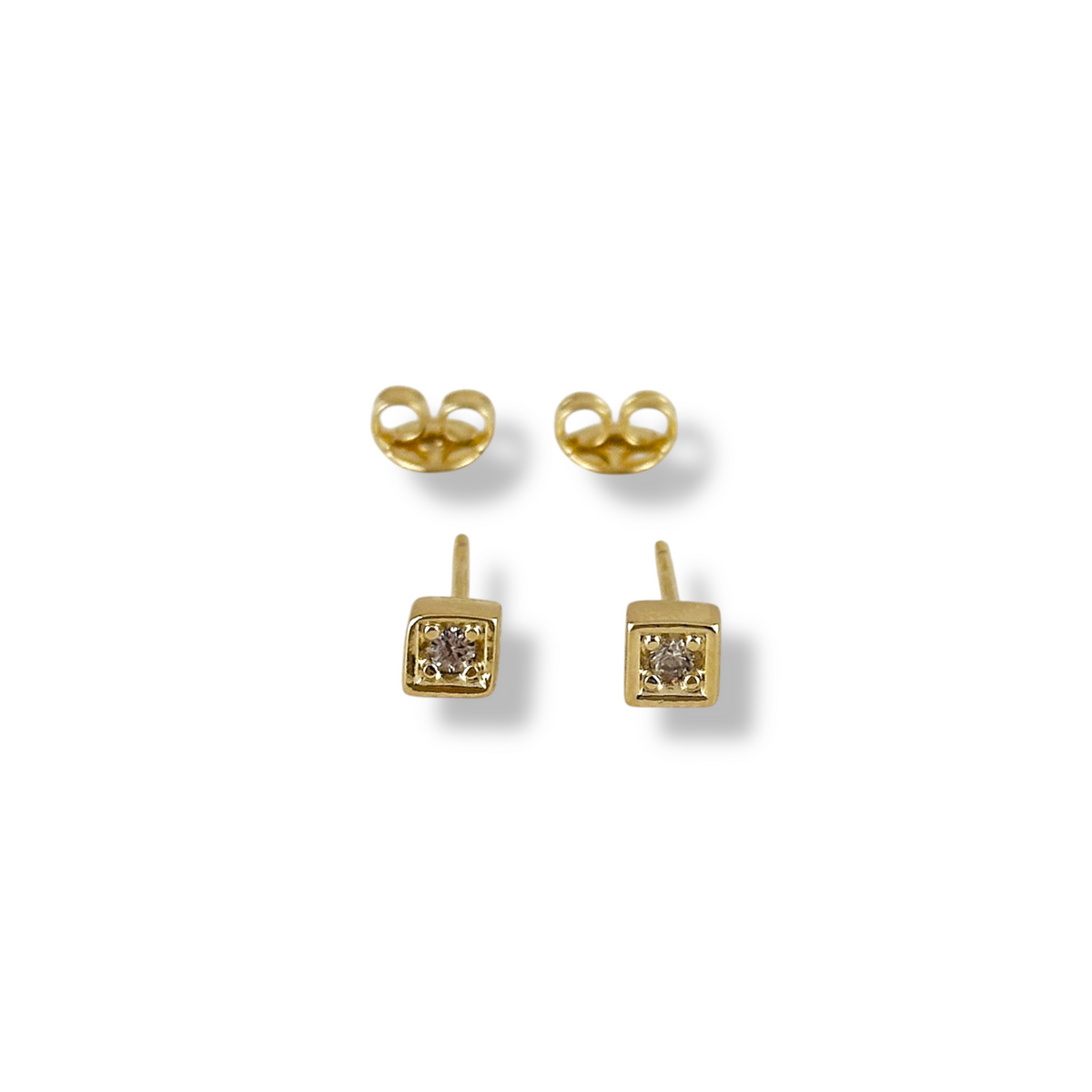 Square Bezel CZ 5mm Stud Earrings in 18K gold-filled, view 5