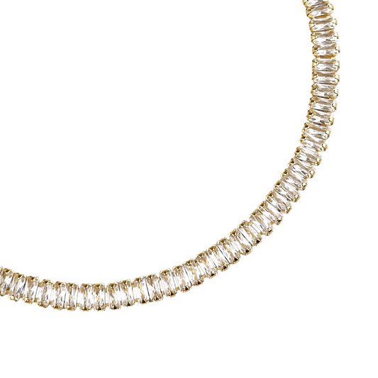 3mm Baguette CZ 18k Gold Filled Riviera Bracelet