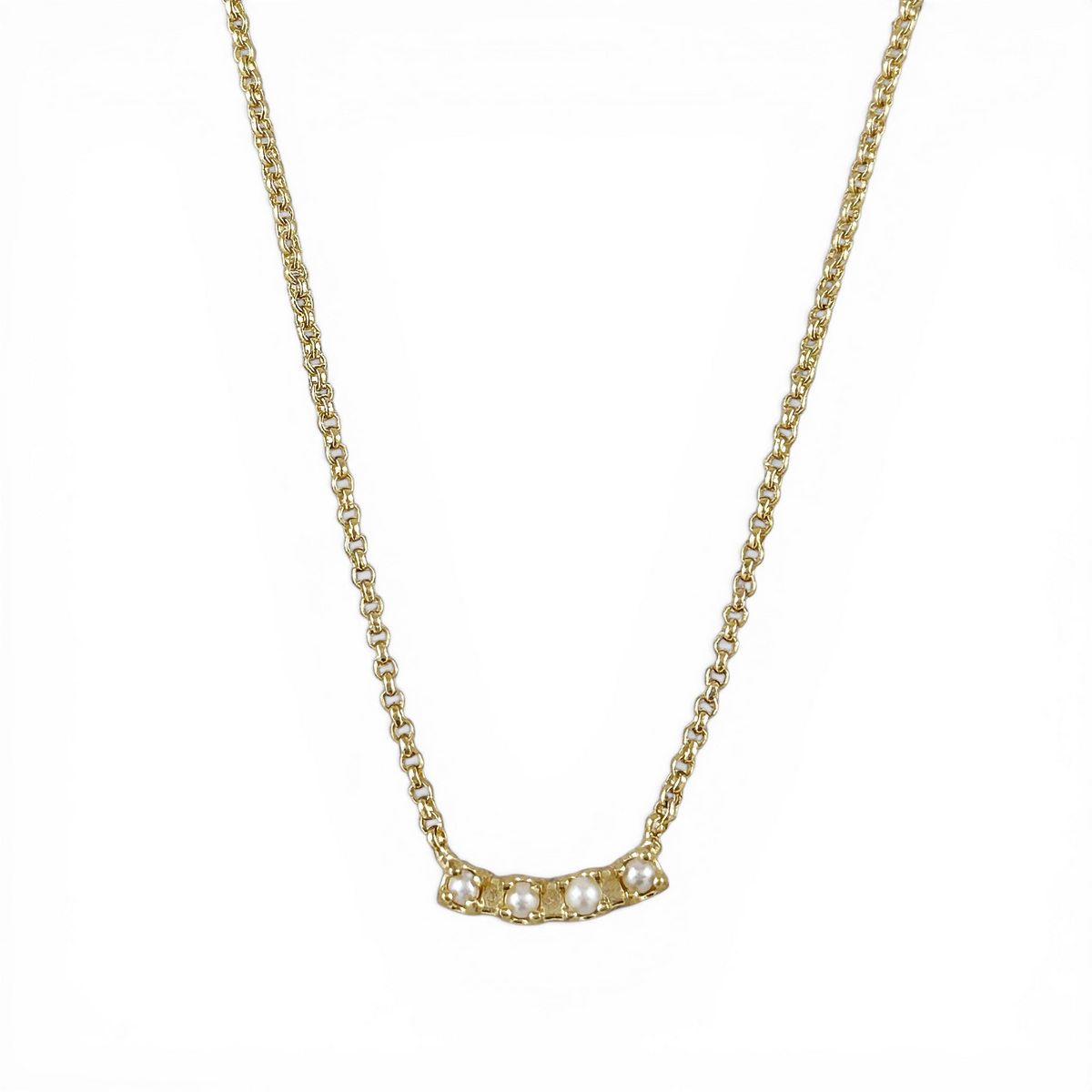 Freshwater Pearls Curved Bar Necklace in 18K gold-filled
