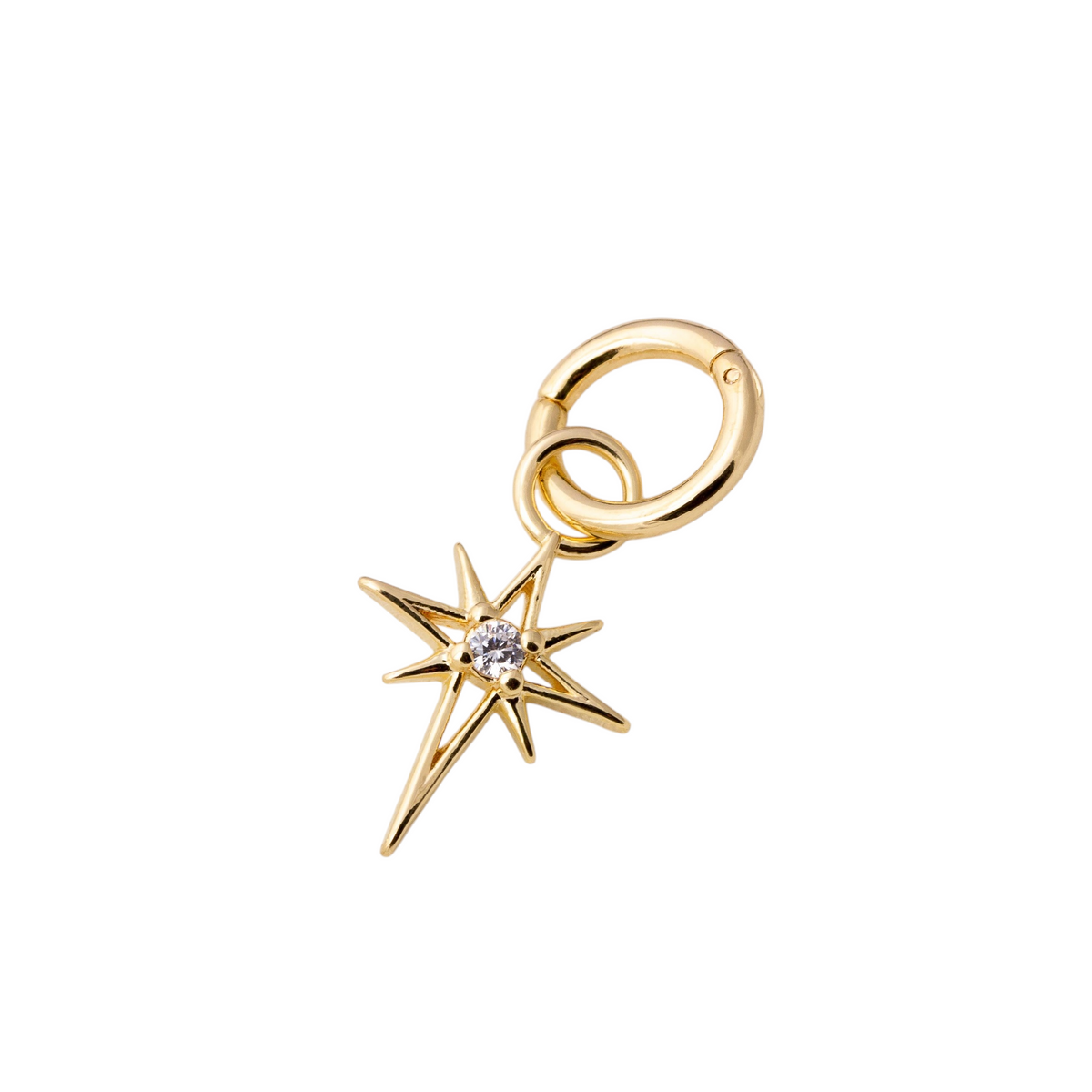 Starburst CZ Charm Hoop Earring in 18K gold-filled, view 5
