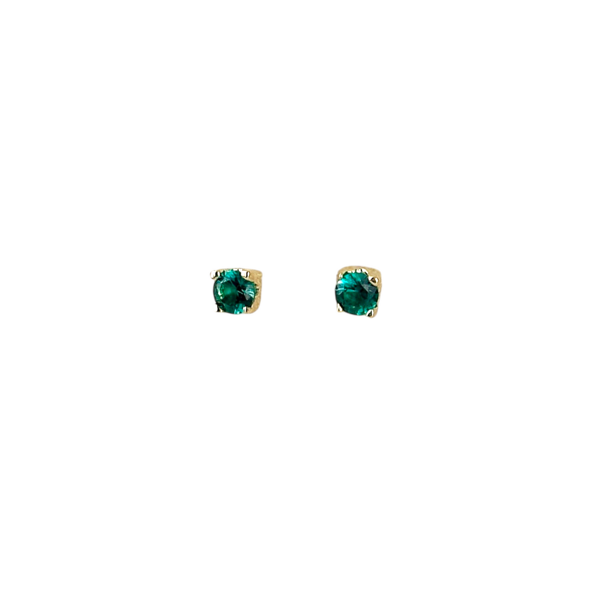 Solitaire Colored CZ 4mm Stud Earrings in 18K gold-filled, view 7