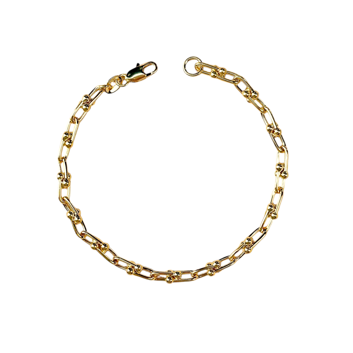 Graduated Ball Detail Link Chain Bracelet in 18K gold-filled