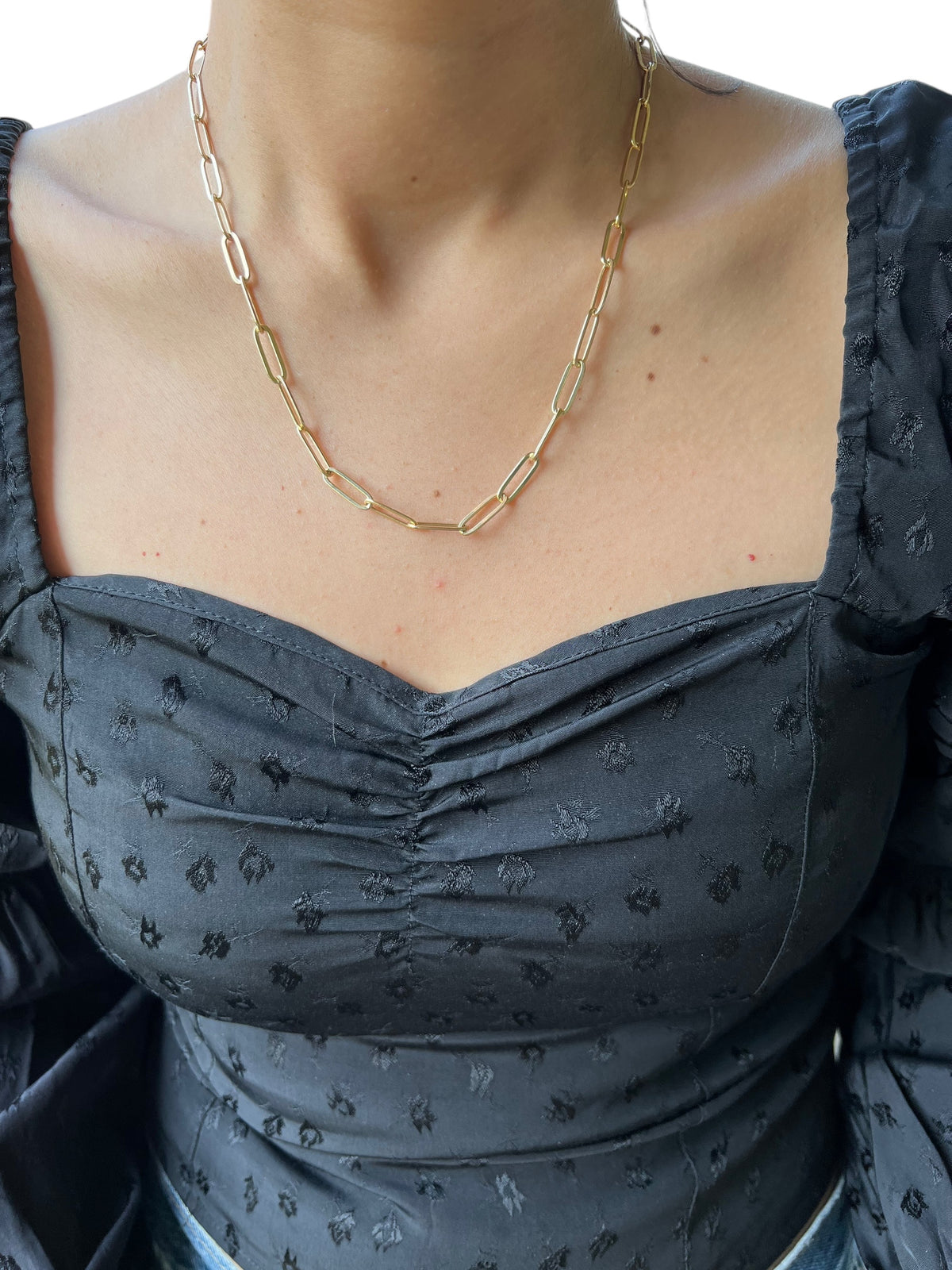Classic Paperclip Link Chain 4.5mm Necklace in 18K gold-filled, view 5
