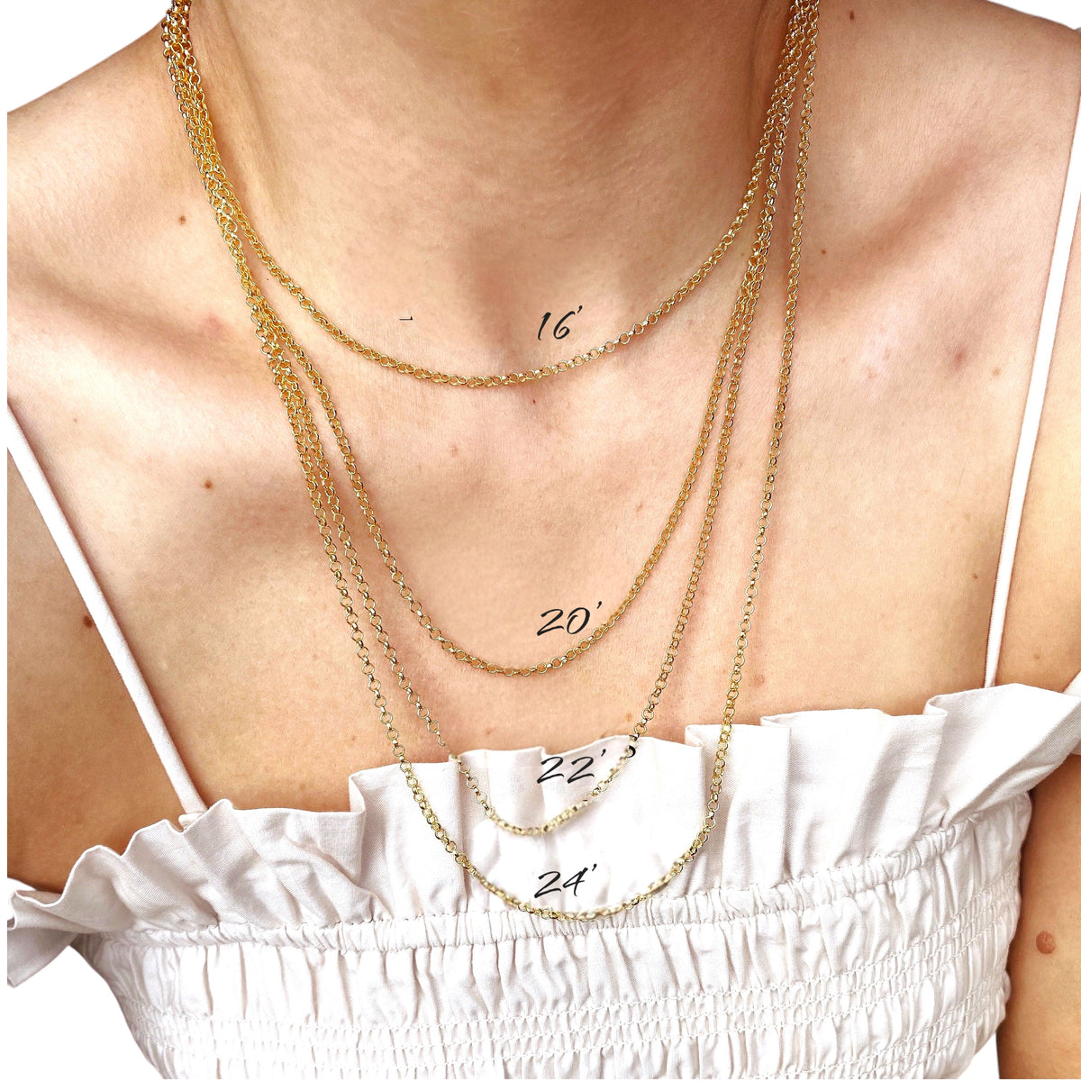 Rolo Link Chain 2.5mm Necklace in 18K gold-filled, view 3