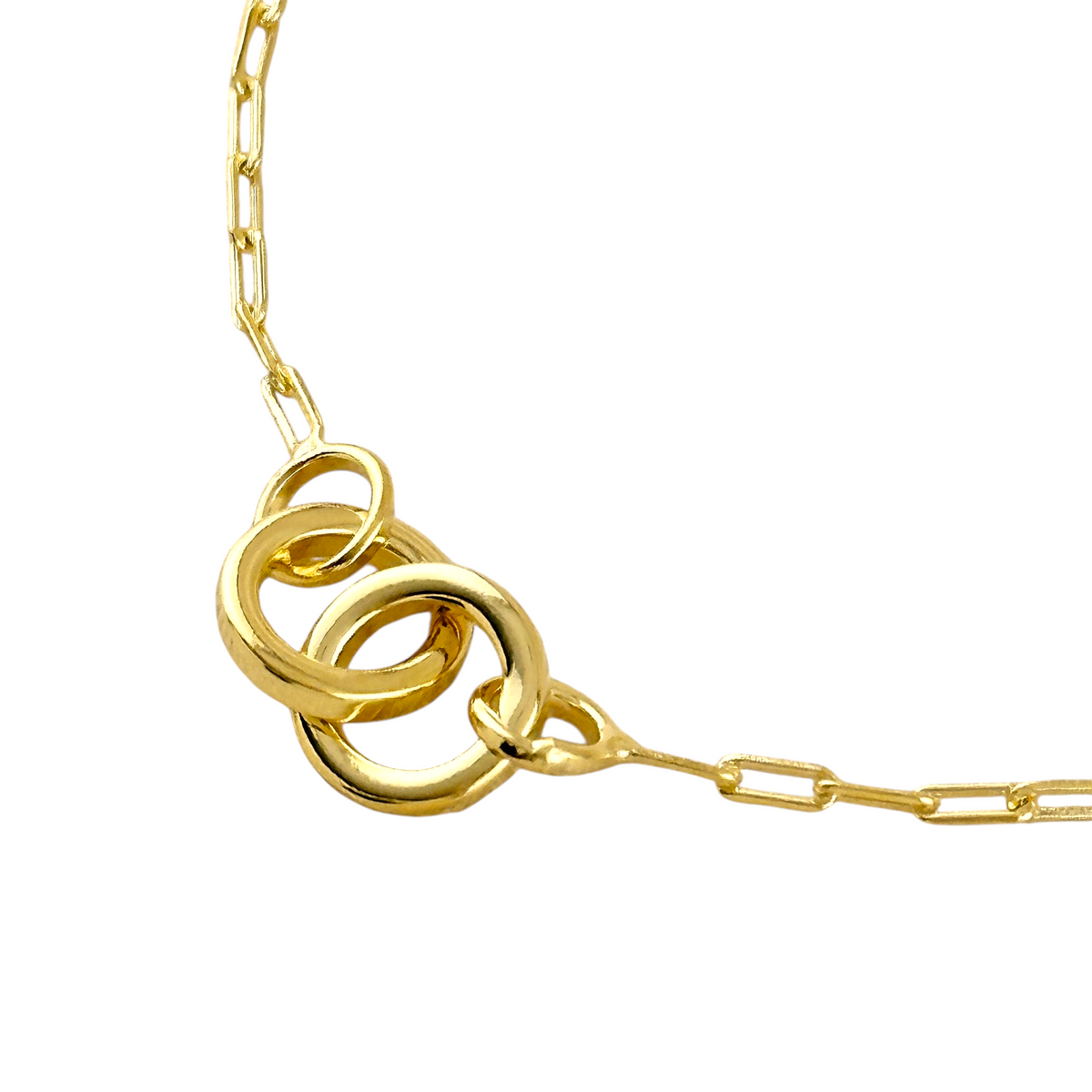 Interlocking Circles Necklace in 18K gold-filled, view 2