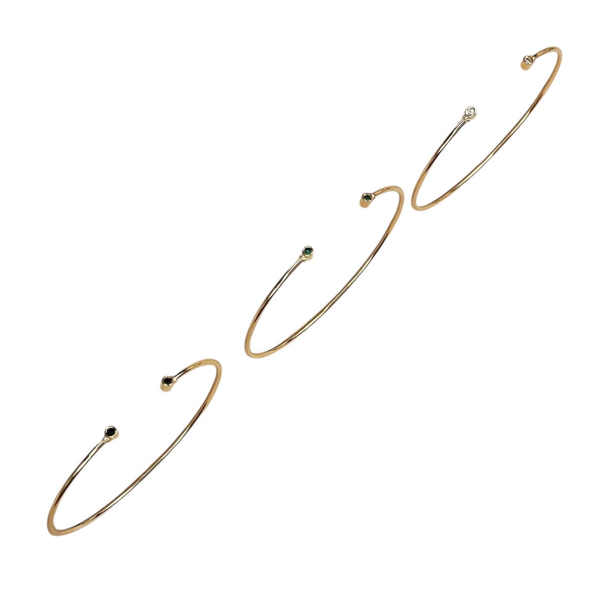 Dual Tip CZ Open Cuff Bracelet in 18K gold-filled, view 3