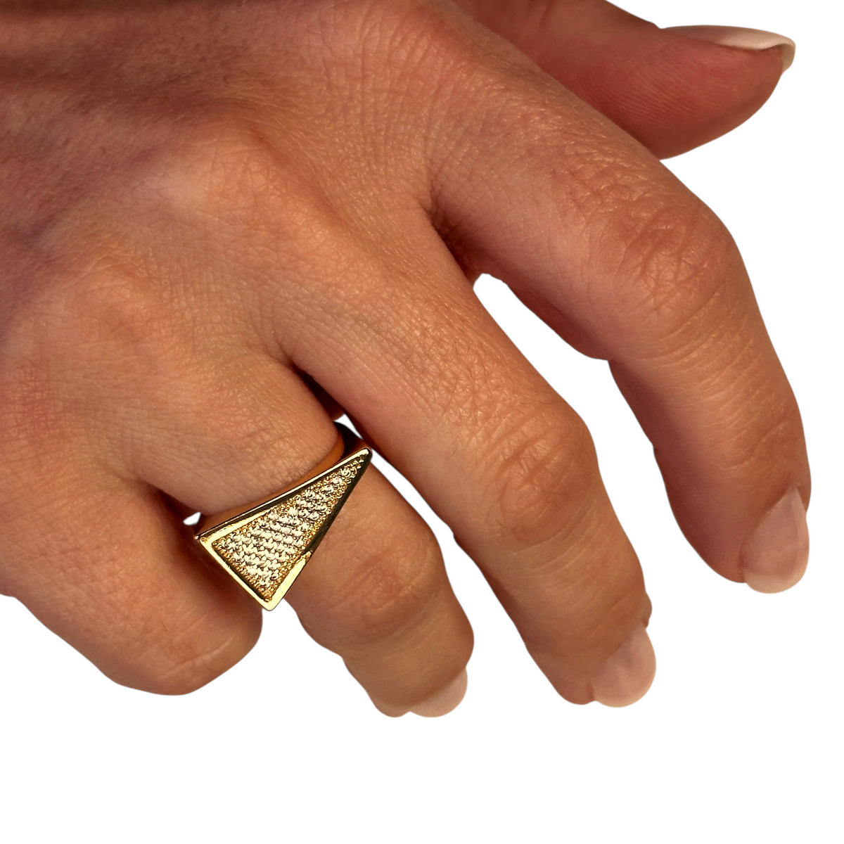 Triangle Pavé CZ Statement Ring in 18K gold-filled, view 6