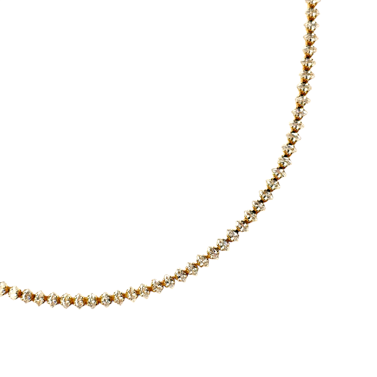 Marquise CZ 3mm Riviera Necklace in 18K gold-filled, view 3