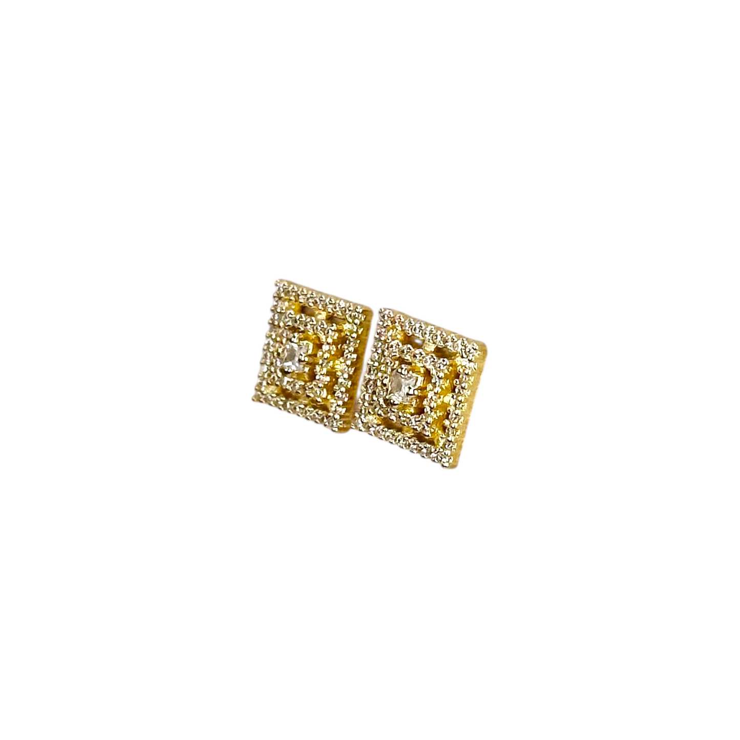 10mm Princess Cut CZ Stud 18k Gold Filled Earrings