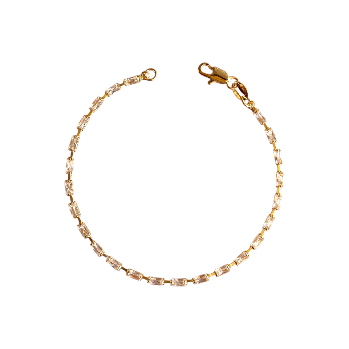 Classic Baguette CZ 4mm Riviera Bracelet in 18K gold-filled
