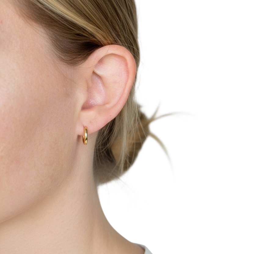 10mm U-Shaped Huggie Hoop 18k Gold Filled Earrings