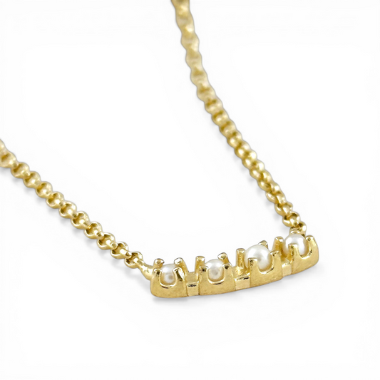 Freshwater Pearls Curved Bar 18K Gold Filled Necklace