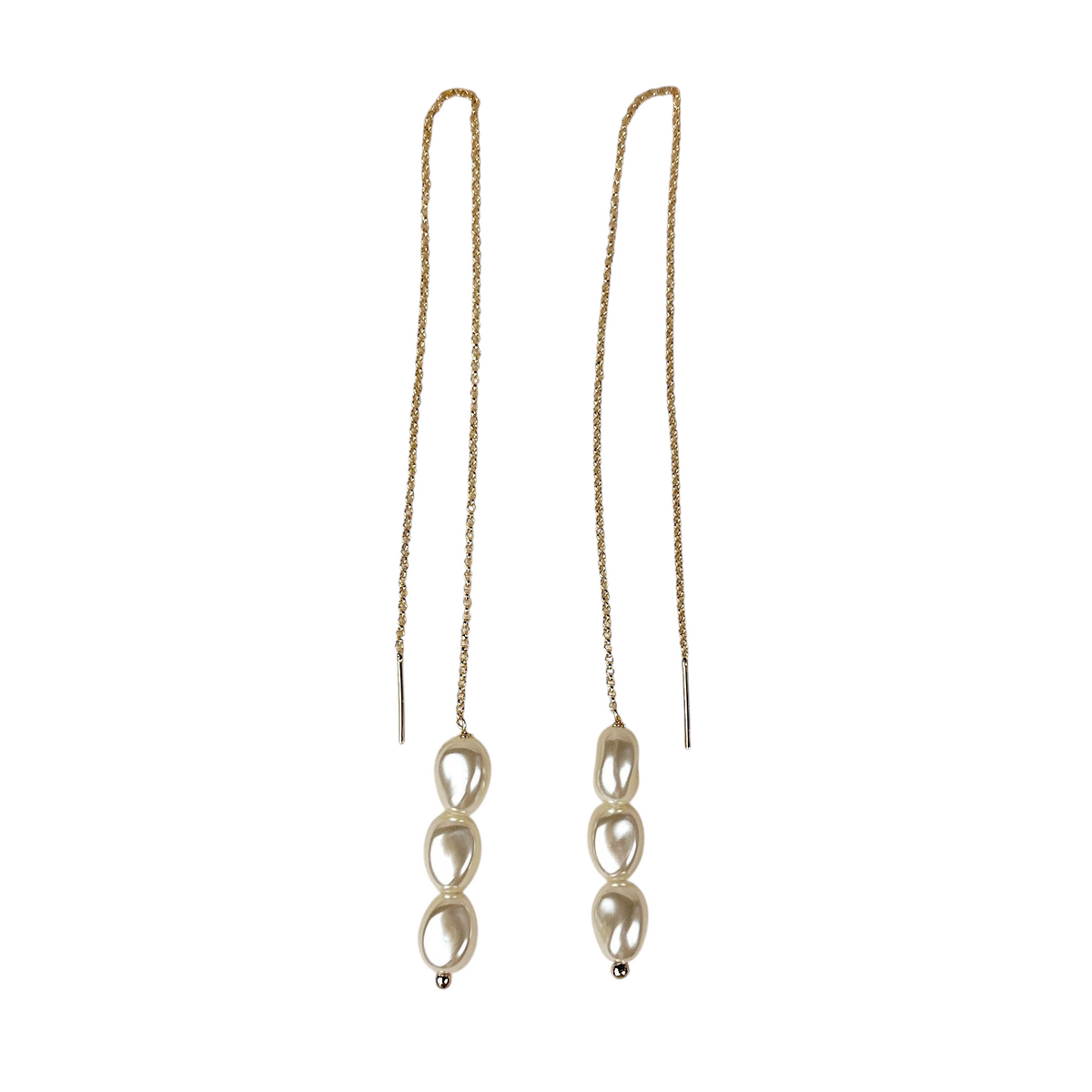 Baroque Pearl 90mm Thread Earrings in 18K gold-filled
