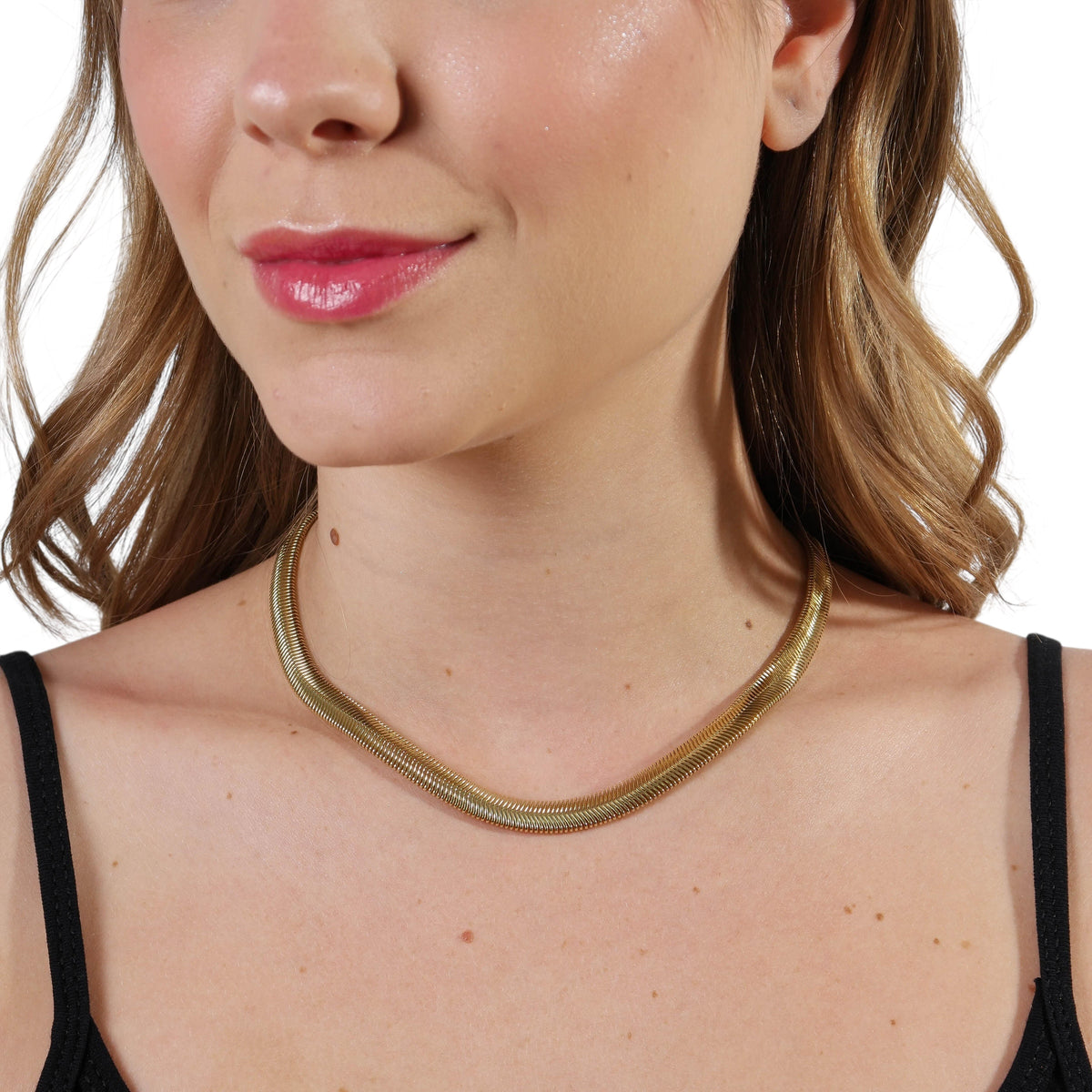 Thick Snake Chain 8mm Necklace in 18K gold-filled, view 3