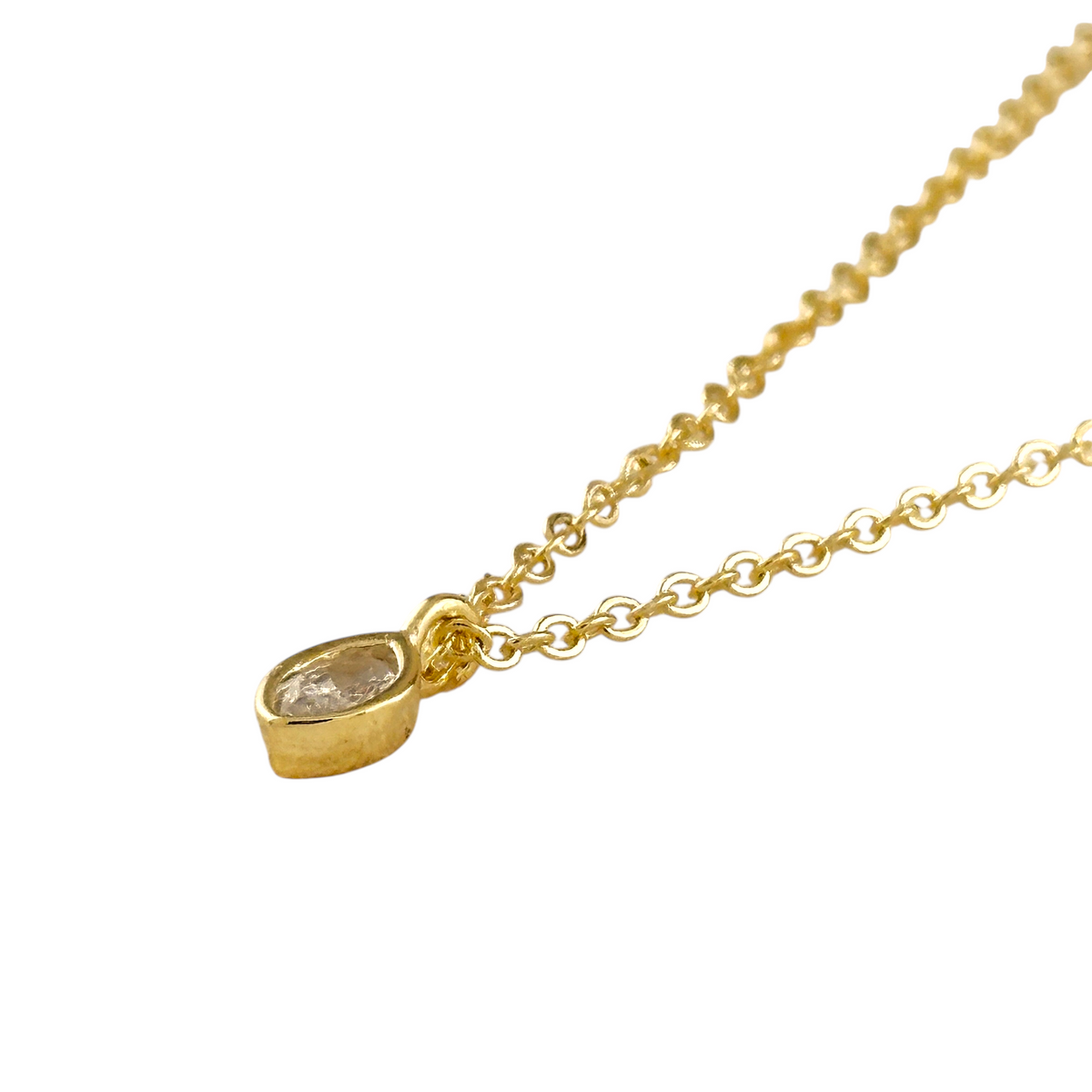 Marquise Bezel CZ 6mm Necklace in 18K gold-filled, view 4