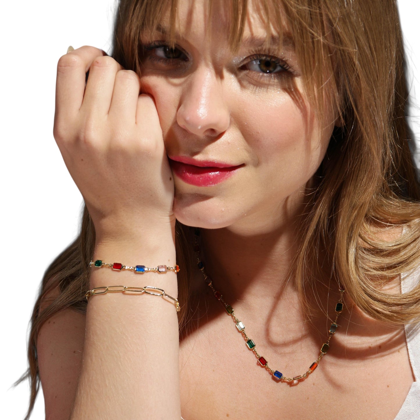 Color Stones Station 18k Gold Filled Bracelet