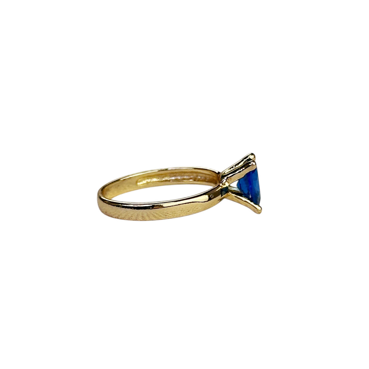 Solitaire Royal Blue CZ Ring in 18K gold-filled, view 4