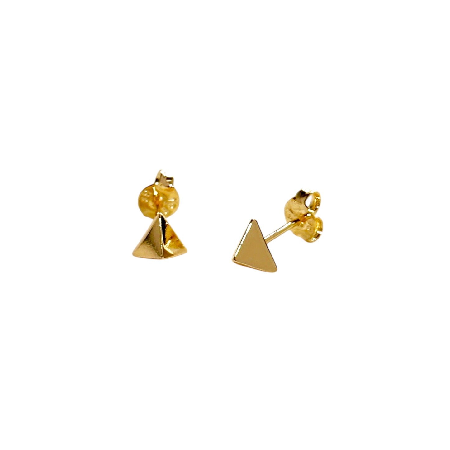 Mini Faceted Triangle Studs 18k Gold Filled Earrings